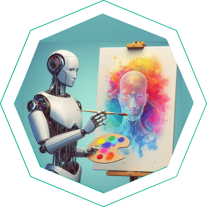 robotic hand creating digital art