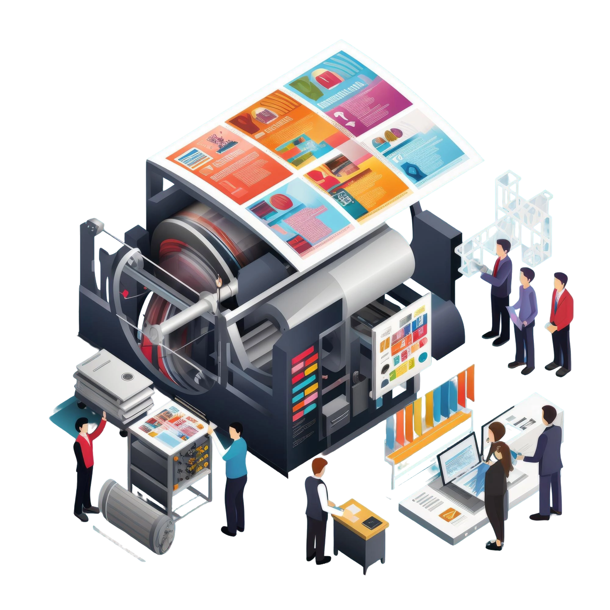 Professional Print Media Designer Working at Workstation