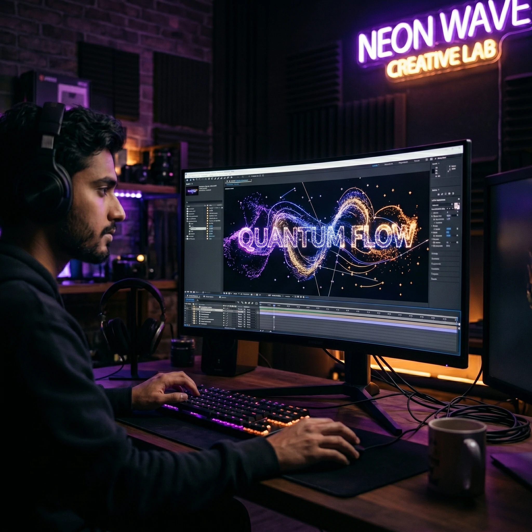 Motion Graphics Artist creating professional animations in After Effects